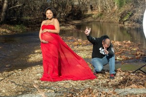 Angie's maternity photo shoot required a little extra help from Extol's art director Adam Kleinert