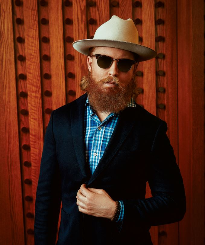 Ross in Paisley and Gray Suit in Navy $300 / Mizzen and Main Shirt $145 / Tie Bar Bow Tie $20 / Ray Ban Sunglasses $200 / Johnston and Murphy Shoes $169 (all from HIM Boutique)