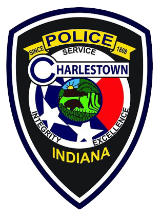 Charlestown Police Department badge, Indiana, shield with central city seal and motto Integrity • Excellence.