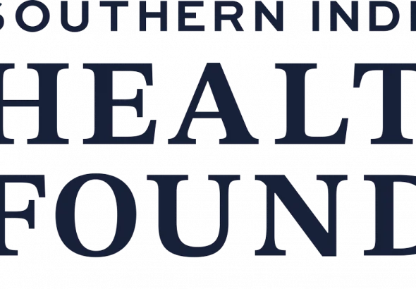Logo for Southern Indiana Health Foundation with a three-colored abstract figure to the left of the name.