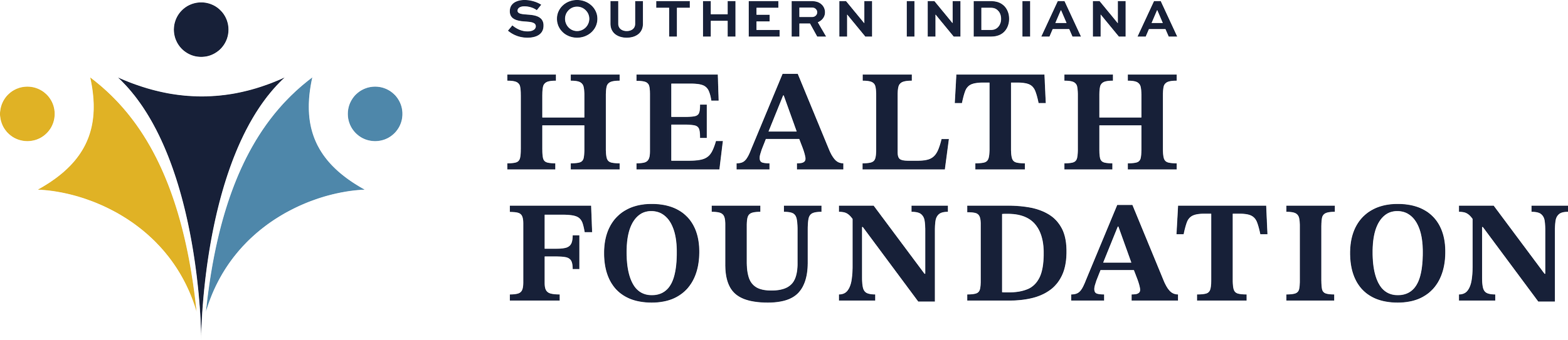 Logo for Southern Indiana Health Foundation with a three-colored abstract figure to the left of the name.
